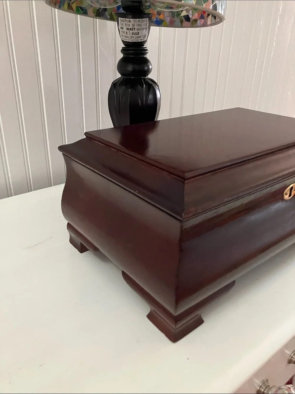 NWOT Beautiful Jewelry Box/Organizer in Rich Cherry Wood With Key